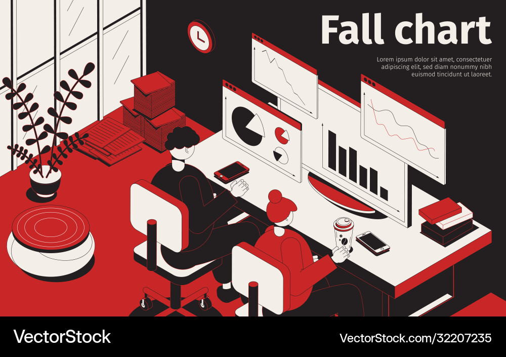 Fall chart isometric background vector image