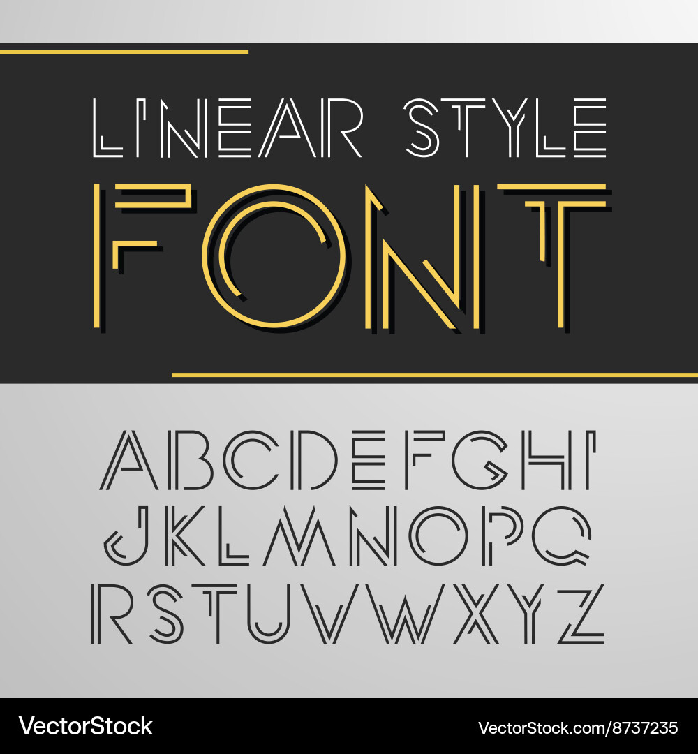 Linear font - simple and minimalistic vector image