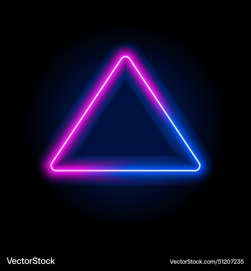 Neon light frame box line triangle background led Neon light frame box line triangle background led Vector Image