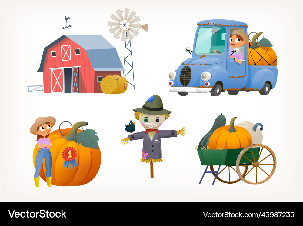Pumpkin Farm Collection Vector Image