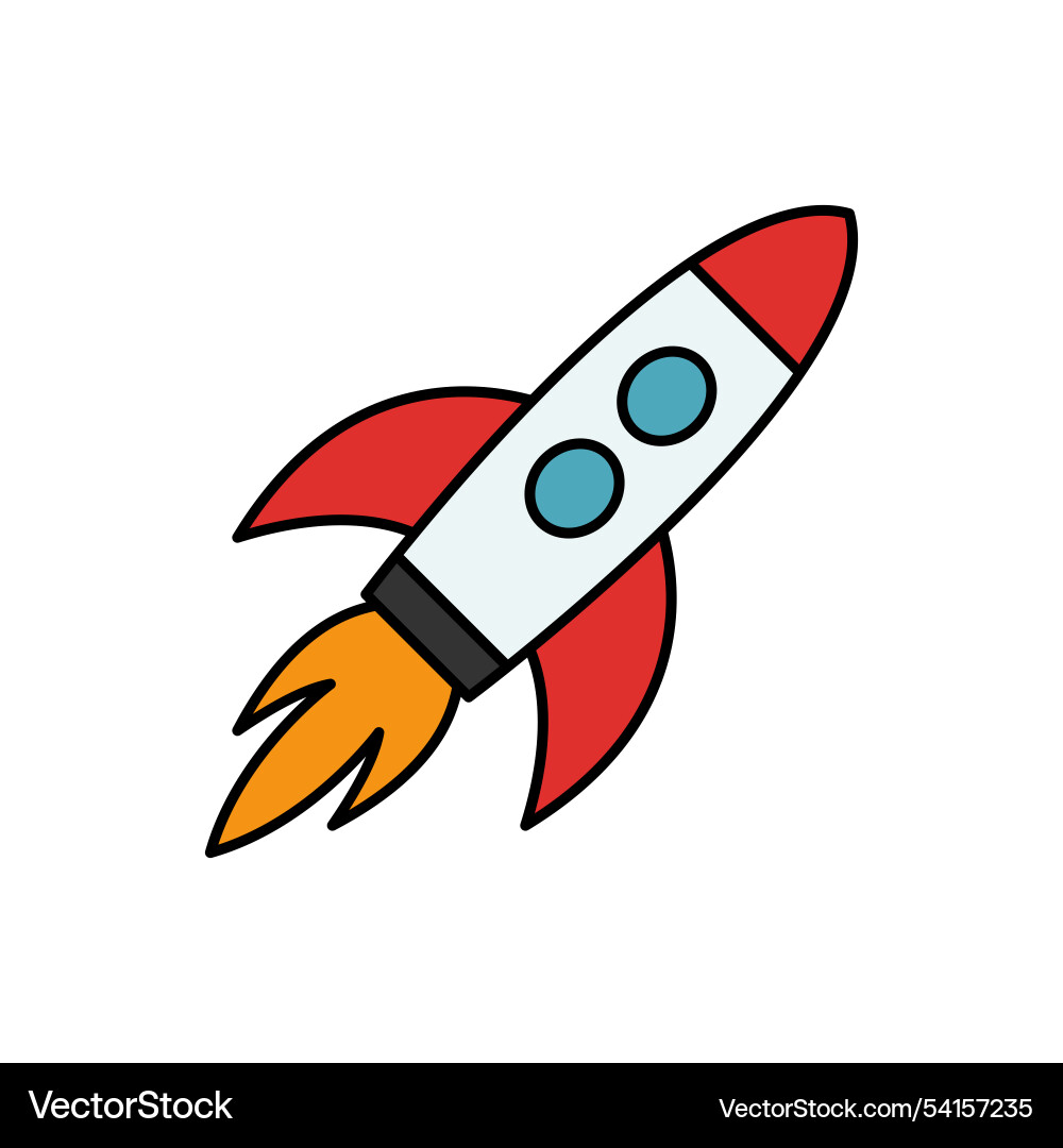 Rocket flying in space spaceship launch vector image
