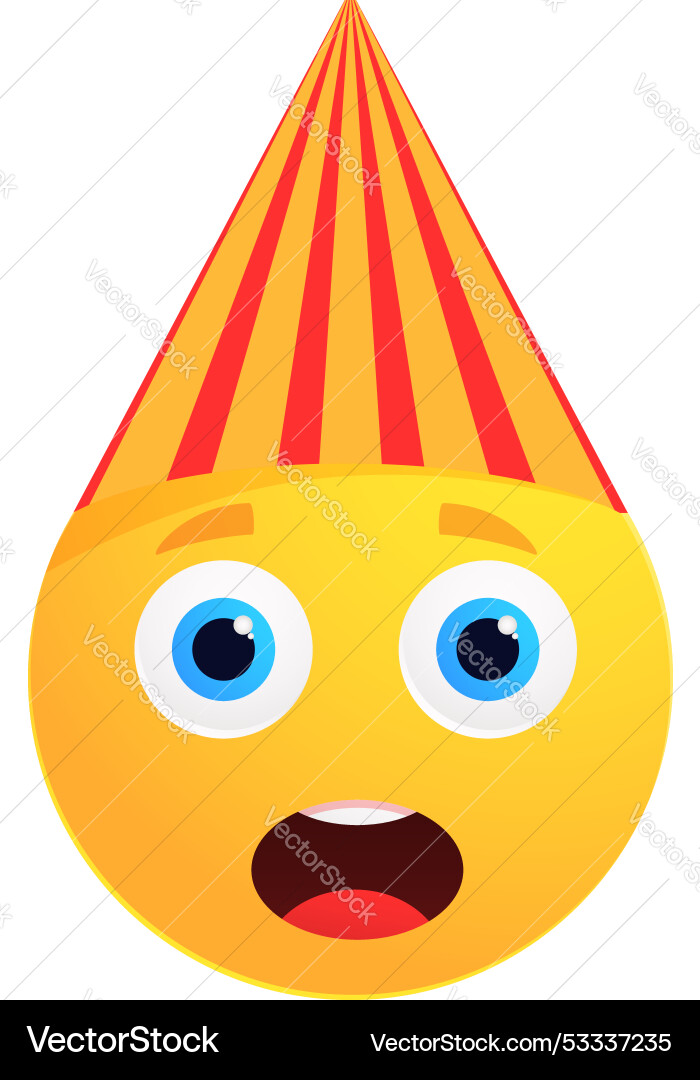 Shocked Emoji trägt einen gestreiften Geburtstag Party Hut Shocked Emoji trägt einen gestreiften Geburtstag Party Hut vektorbild