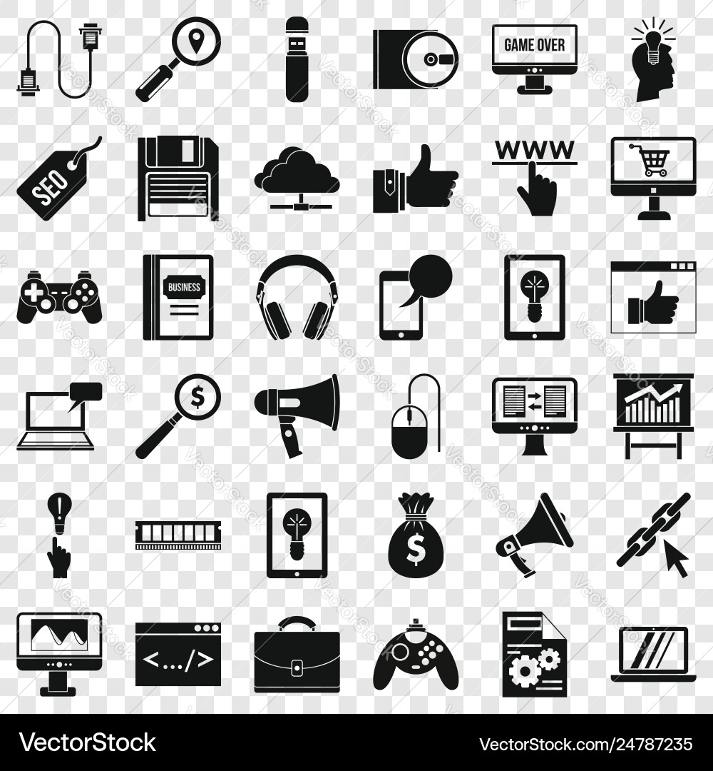 Web diagram icons set simple style Web diagram icons set simple style Vector Image