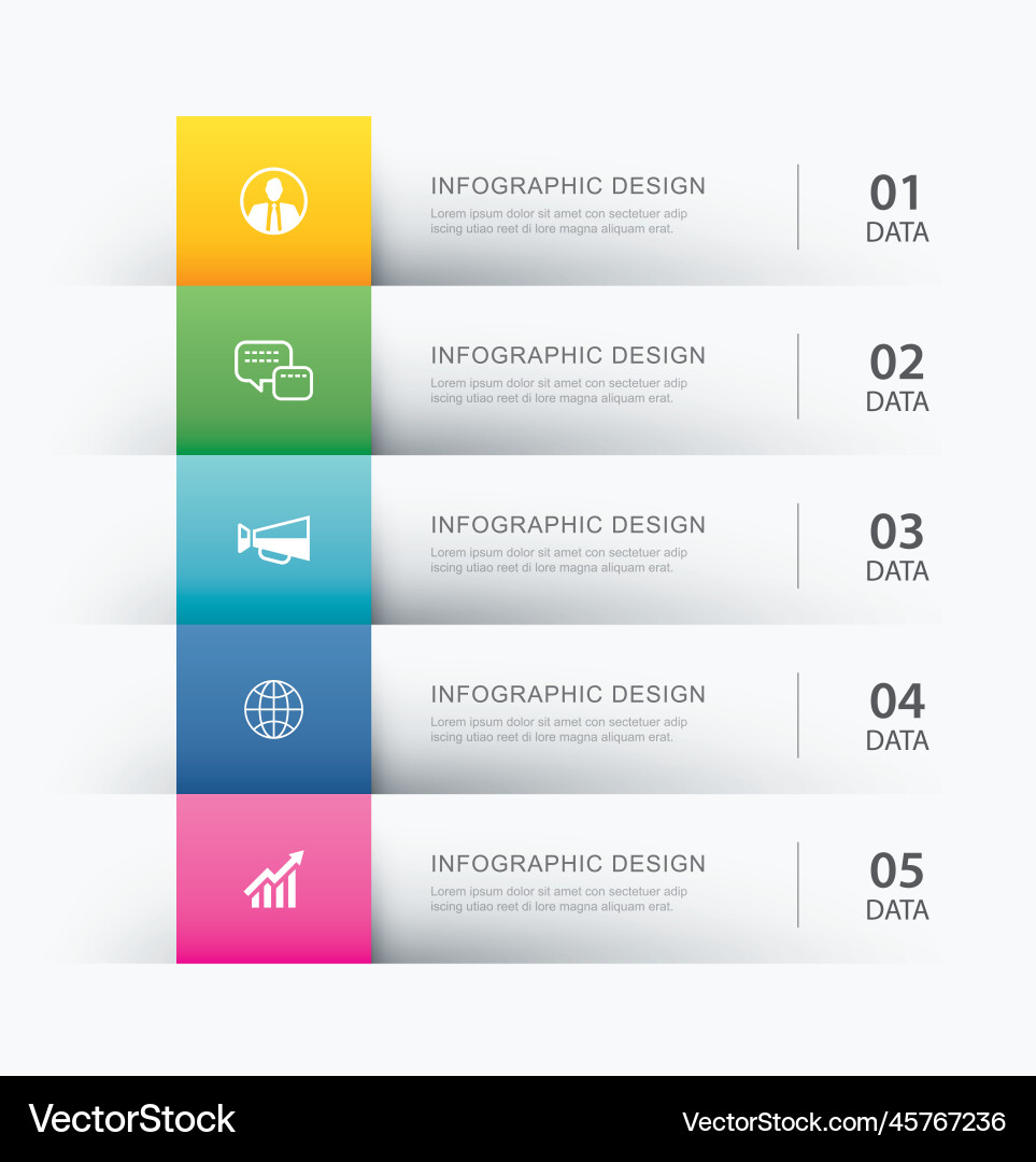 5 data infographics tab paper index template 5 data infographics tab paper index template vector image