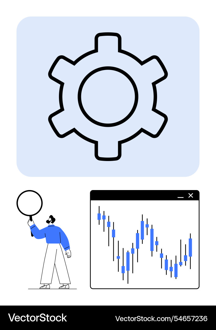 Businessman analyzing data chart with magnifying Businessman analyzing data chart with magnifying vector image