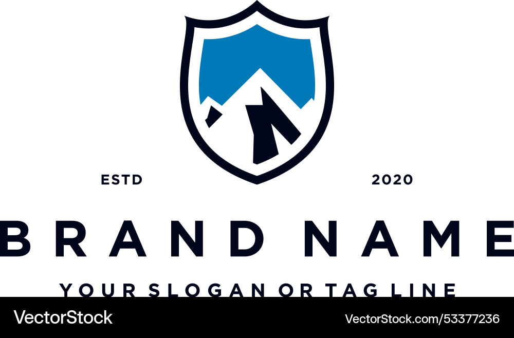Creative mountain shield logo design concept Vector Image