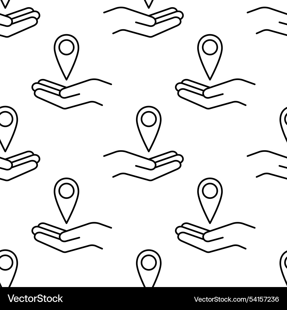 Seamless pattern with gps point in the palm icon Vector Image