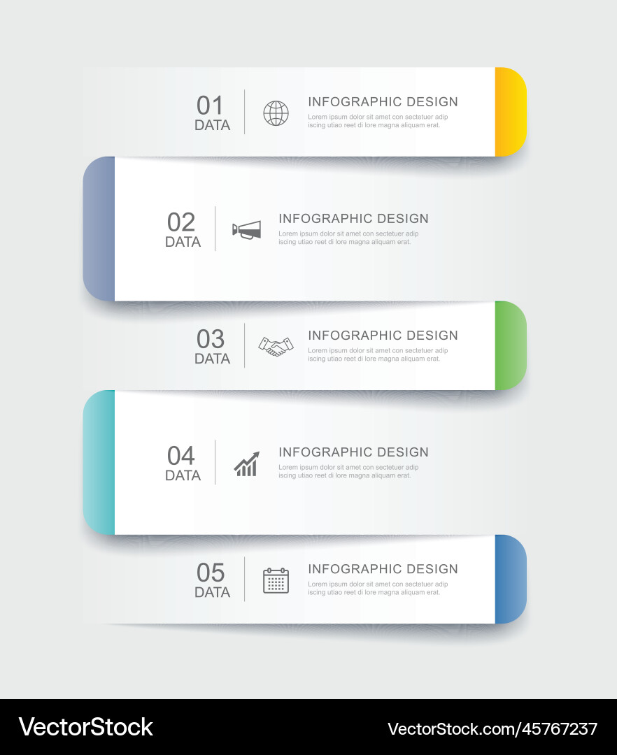 5 data infographics tab paper index template vector image