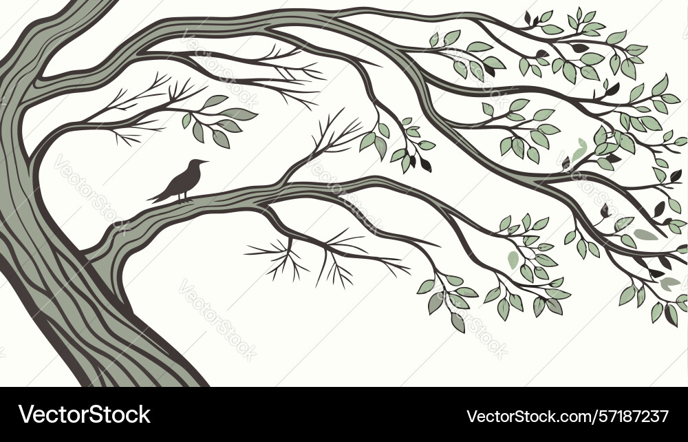 Ancient twisted tree branch evocative of rustic vector image