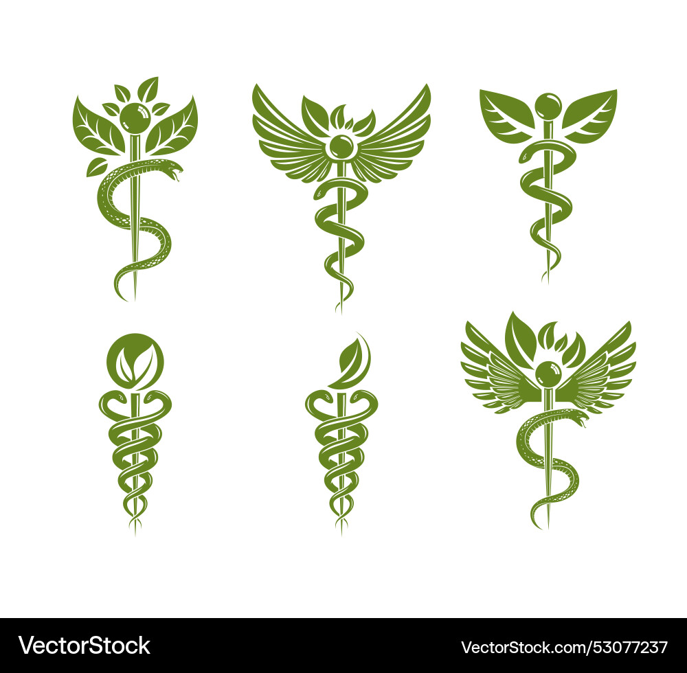 Collection of caduceus composed with poisonous Collection of caduceus composed with poisonous vector image
