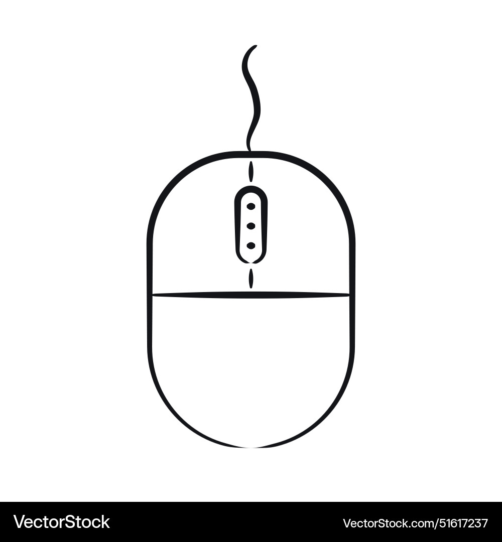 Computer mouse drawn by hand with pencil wire Vector Image