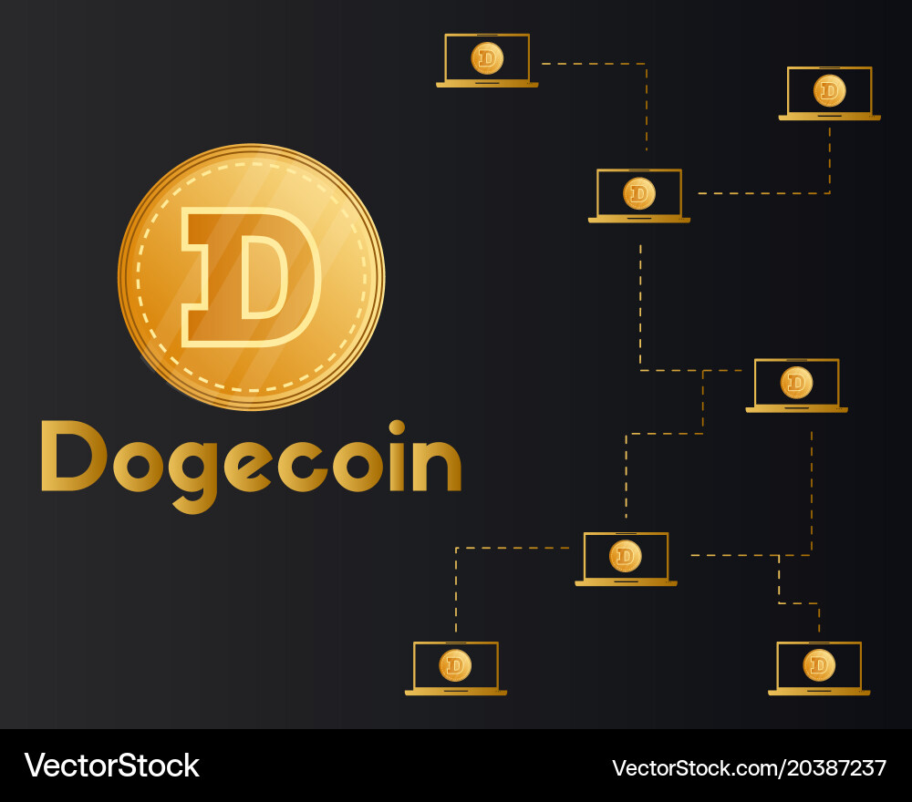 Dogecoin blockchain technology style background vector image