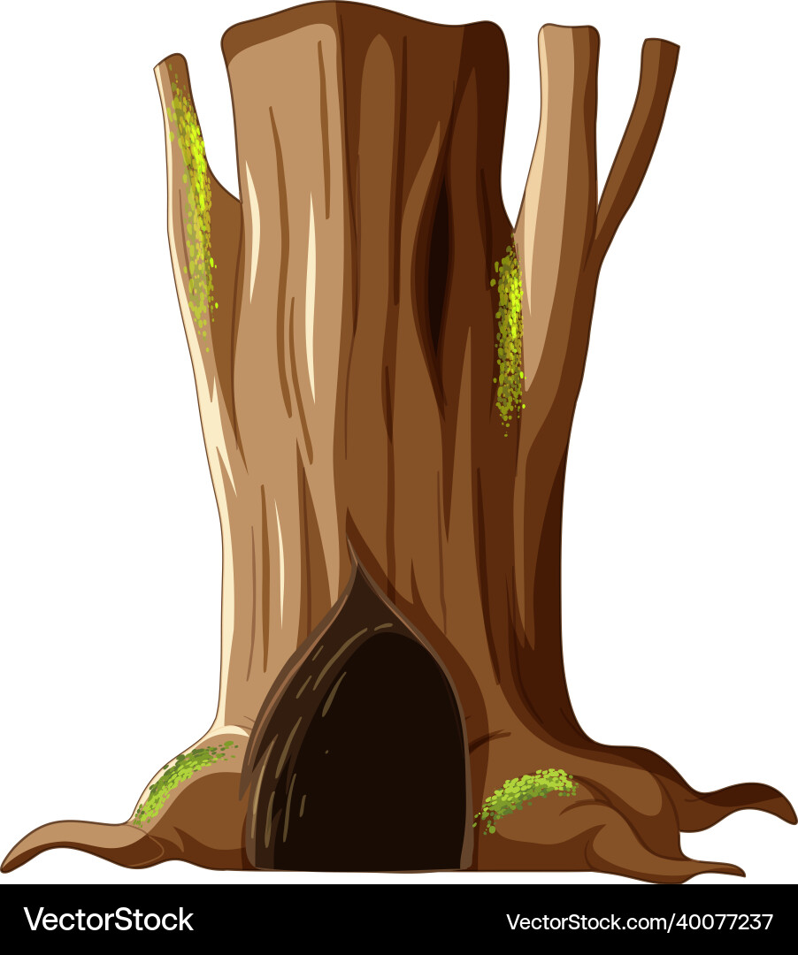 Isolated tree trunk with big hollow Isolated tree trunk with big hollow vector image