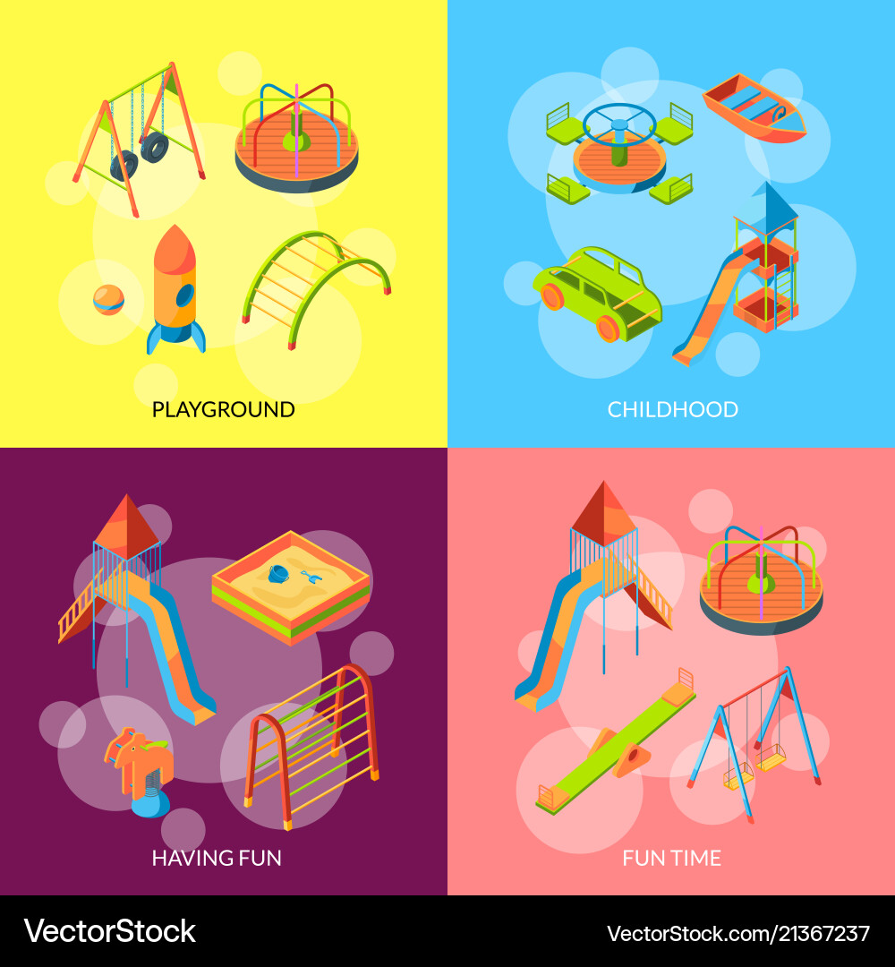 Isometric playground objects concept Isometric playground objects concept vector image