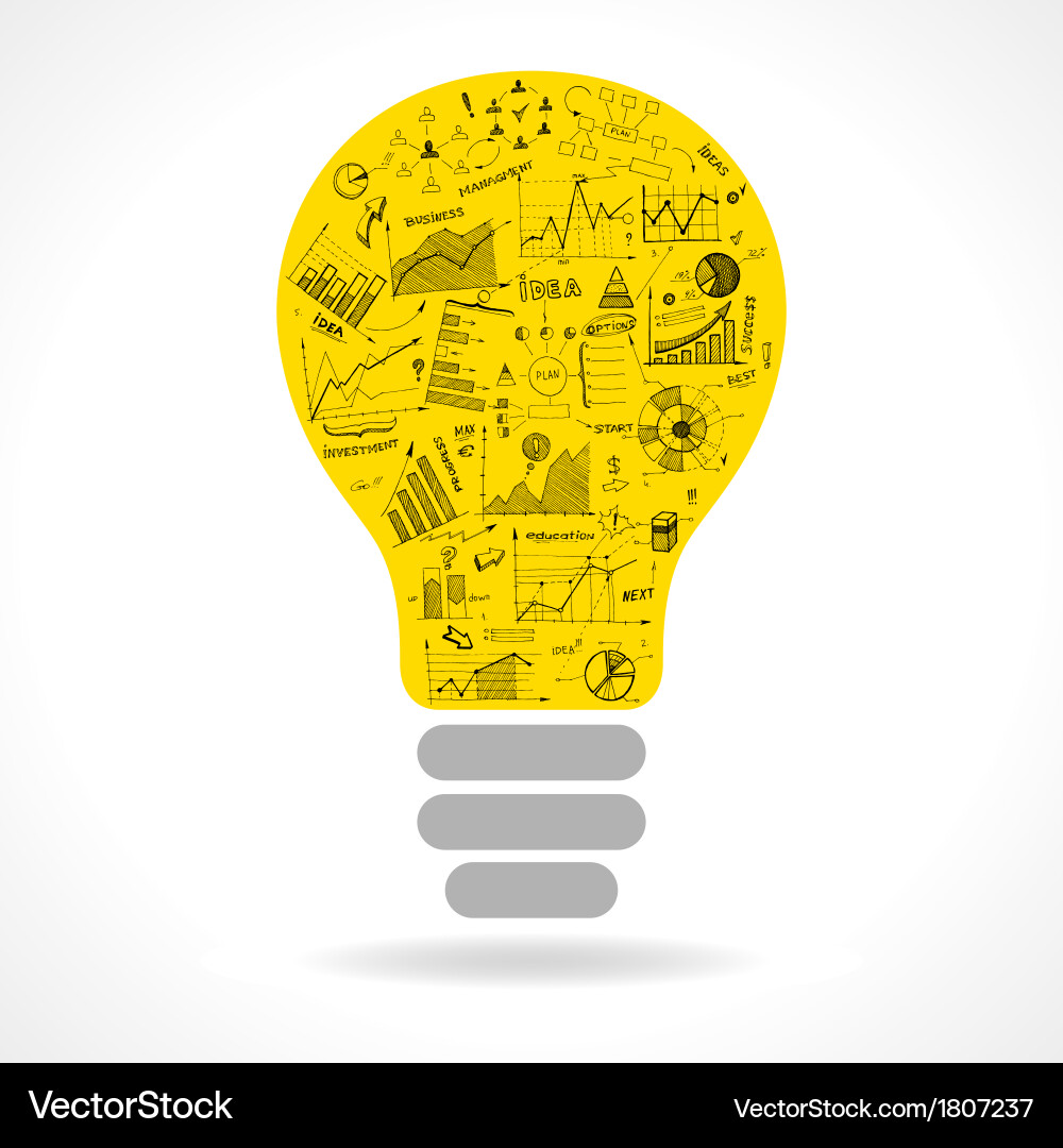 Lightbulb Idea Icon with Charts vector image
