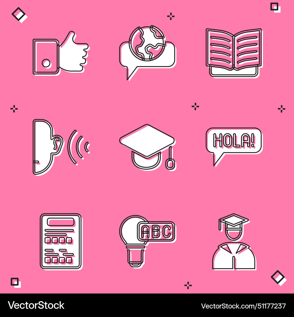 Set hand like learning foreign languages open Set hand like learning foreign languages open vector image