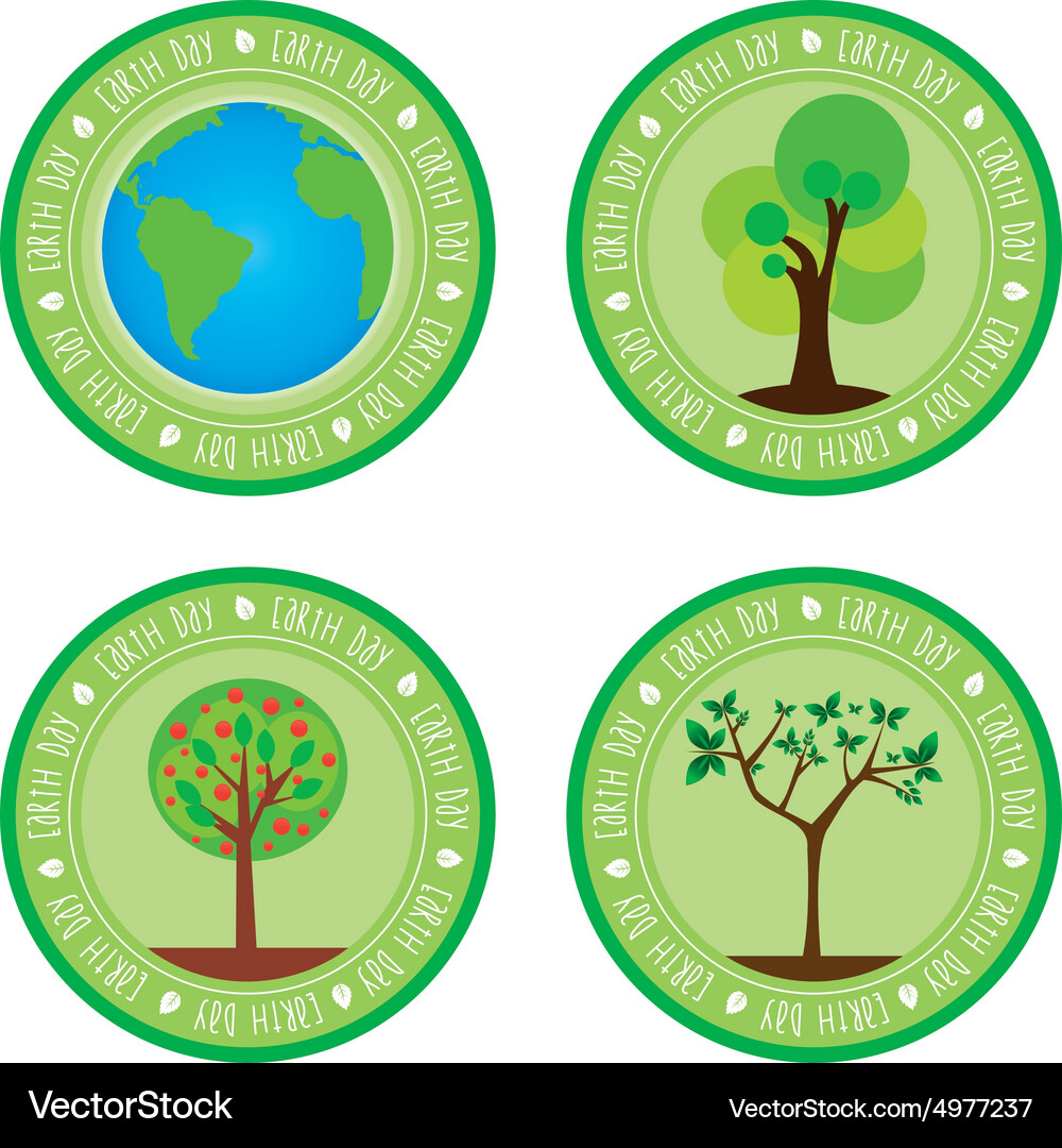 Set labels with text and elements for earth day Vector Image