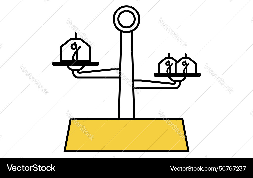 Simple line drawing icon of a scale with weights Vector Image