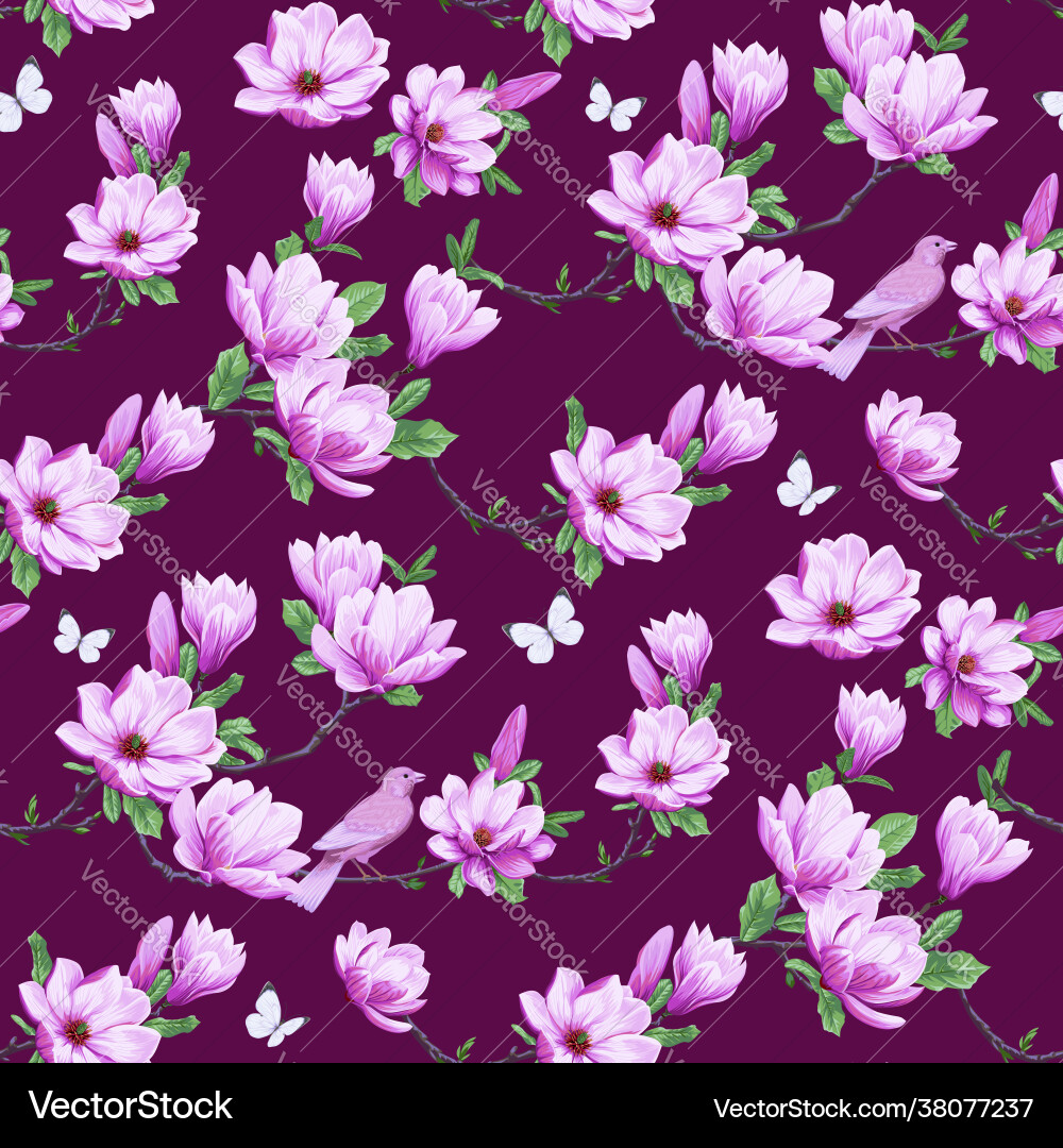 Spring seamless background with magnolia Spring seamless background with magnolia vector image