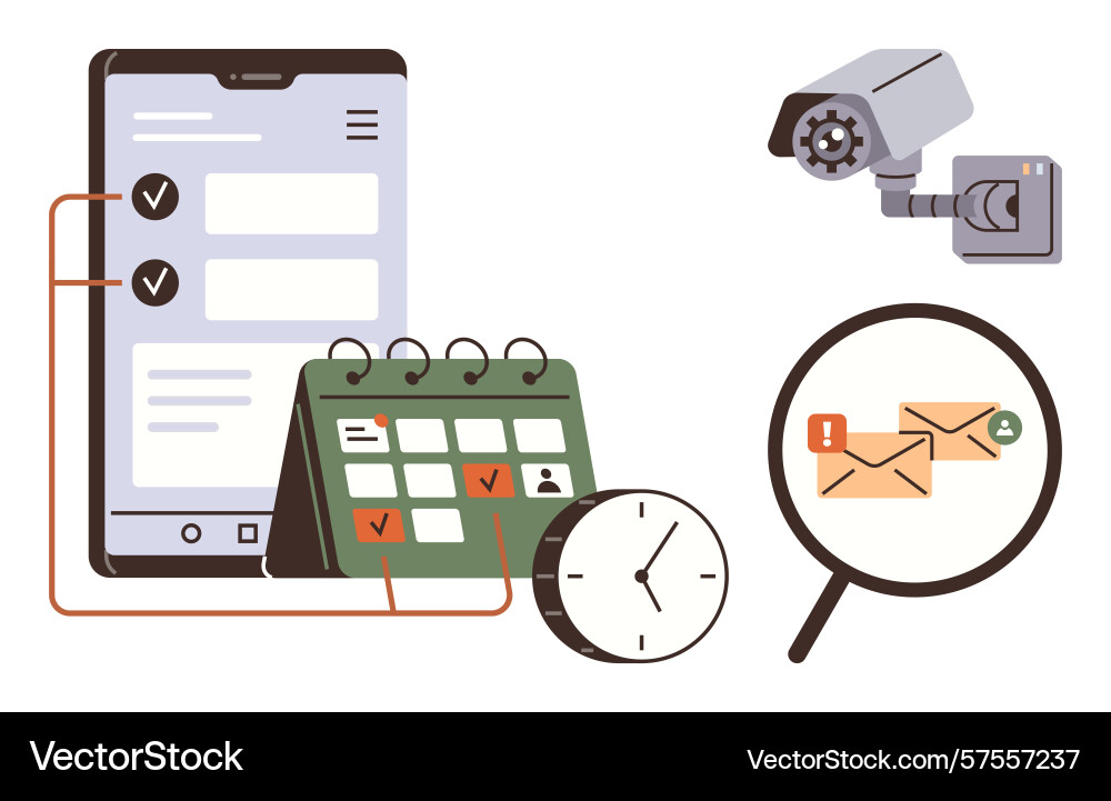 Task management with calendar communication Task management with calendar communication vector image