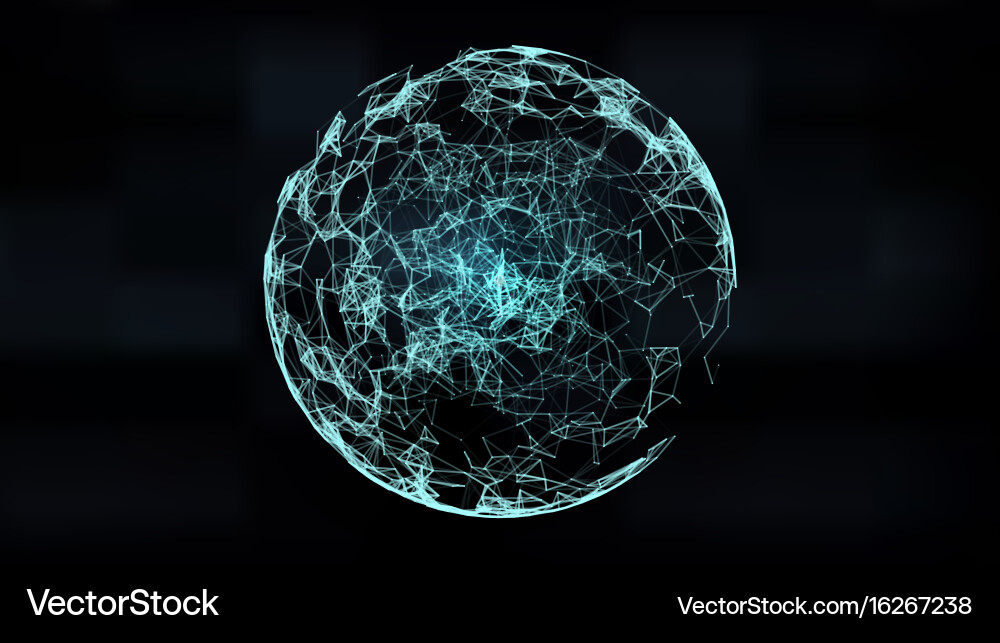 Abstract 3d illuminated distorted mesh sphere Vector Image