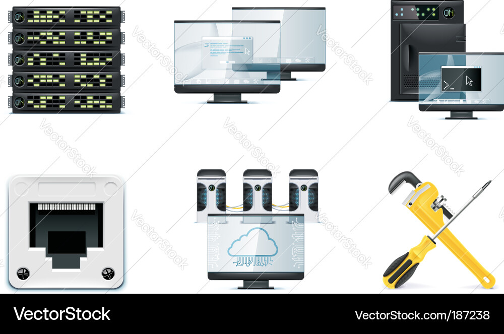 Computer Device Icon Set Vector Image