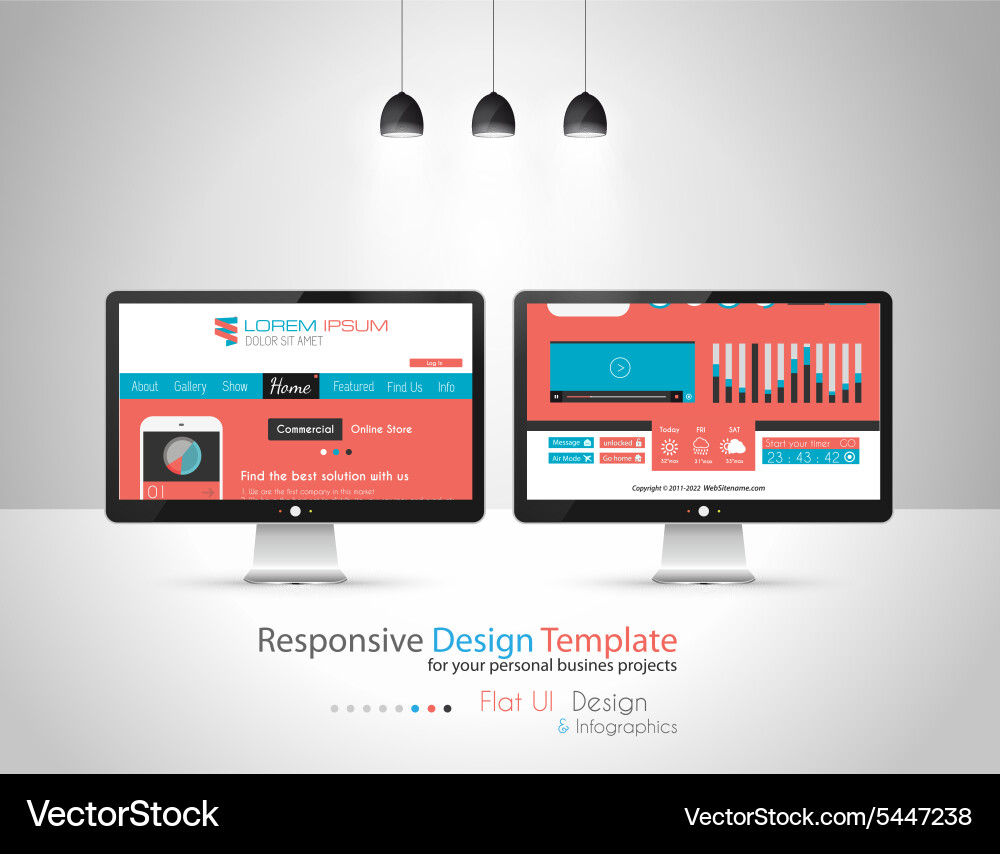 Modern flat style ui interface designs vector image