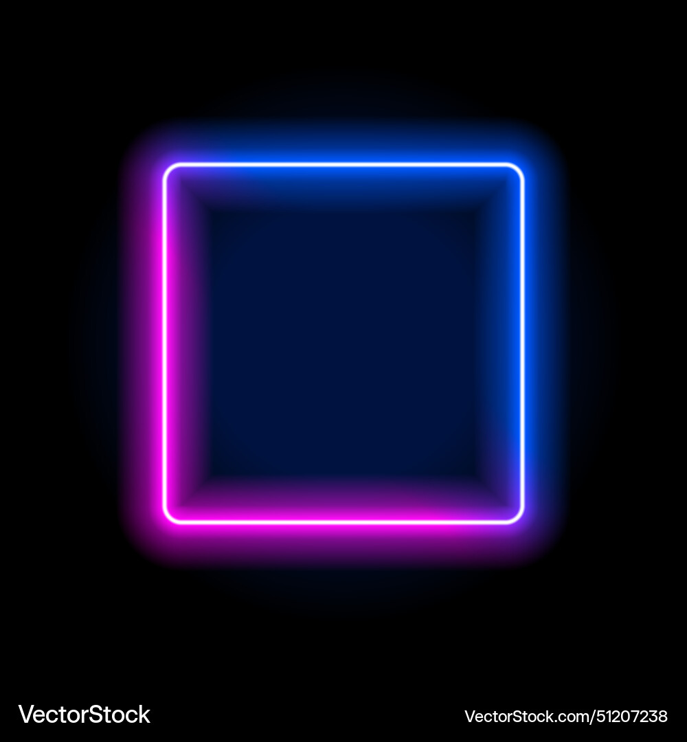 Neon light frame box line rectangle background Neon light frame box line rectangle background vector image