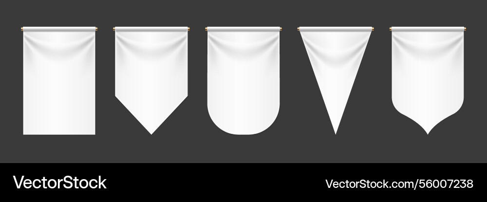 Pennants white 3d realistic pennant flags Pennants white 3d realistic pennant flags vector image
