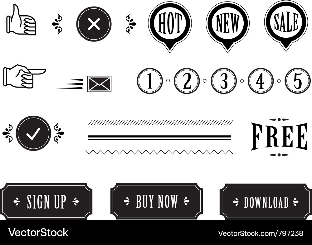Retro Icons Collection Vector Image