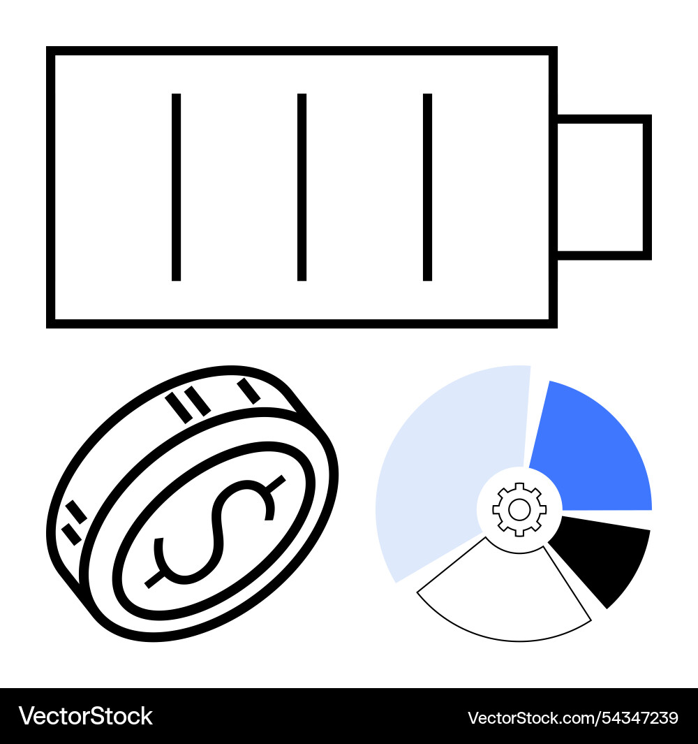 Battery level indicator coin with dollar symbol Vector Image