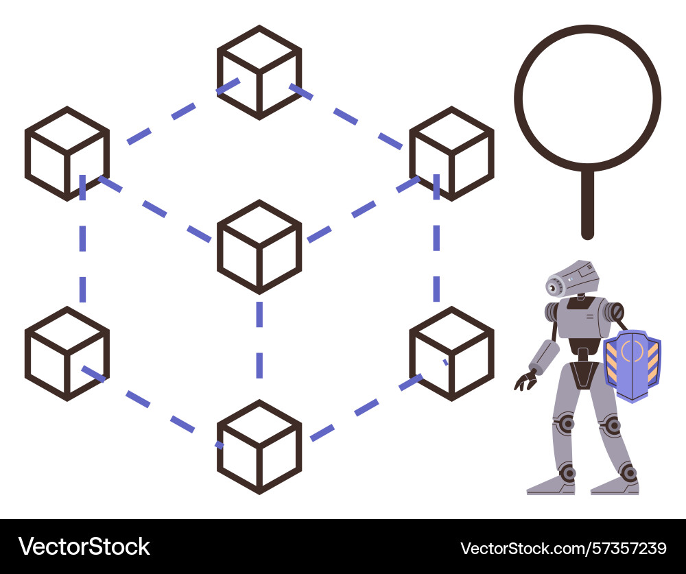 Blockchain network with interconnected cubes Blockchain network with interconnected cubes vector image