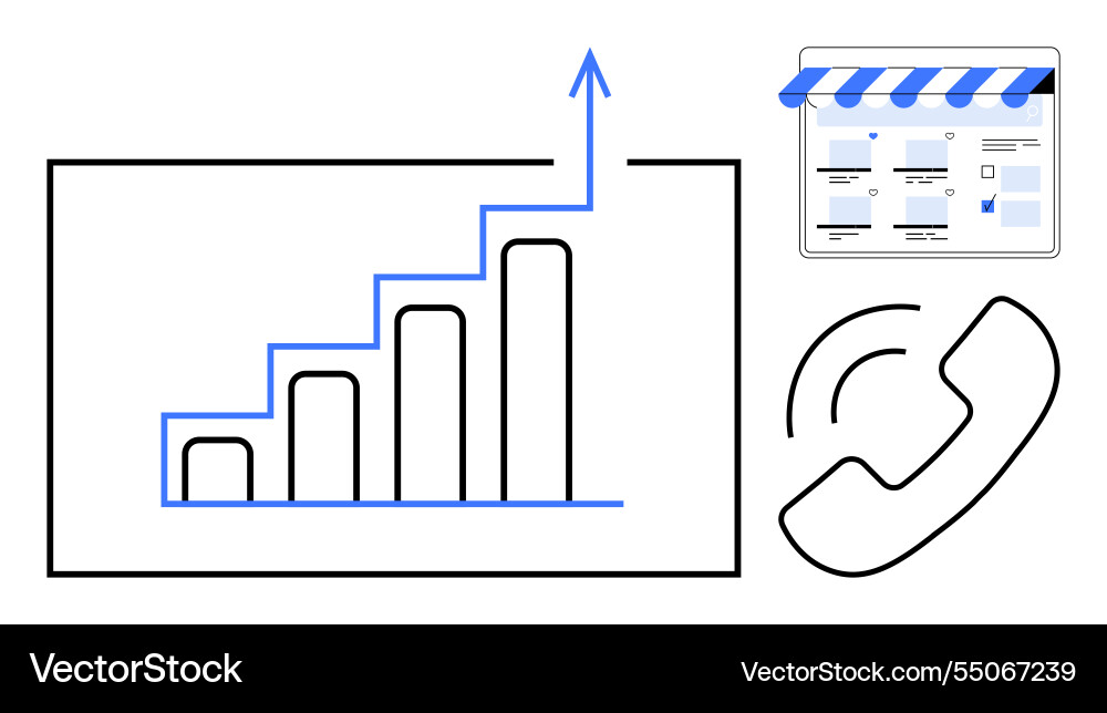 Growth chart with rising bar graph digital Growth chart with rising bar graph digital vector image