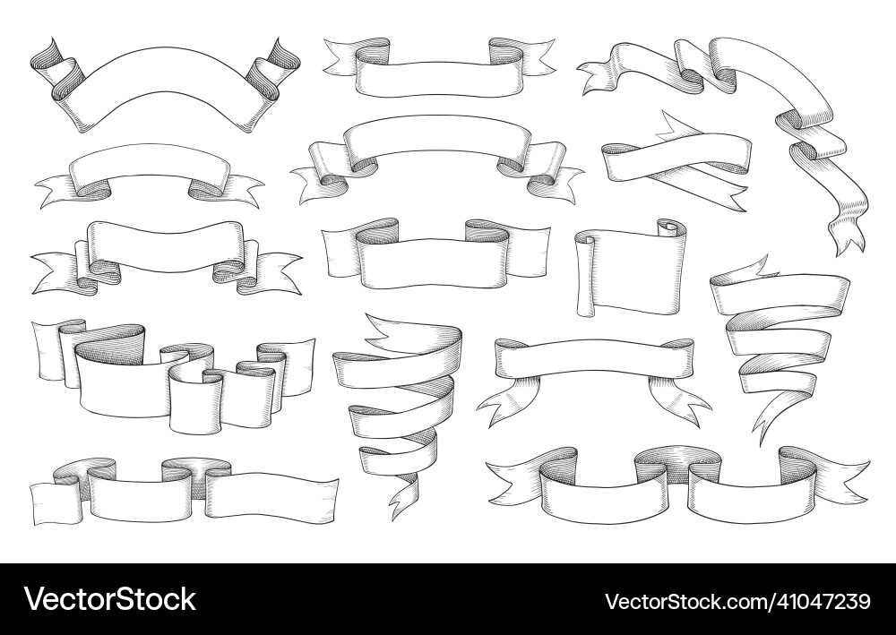 Vintage banner scroll ribbon sketch retro Vector Image