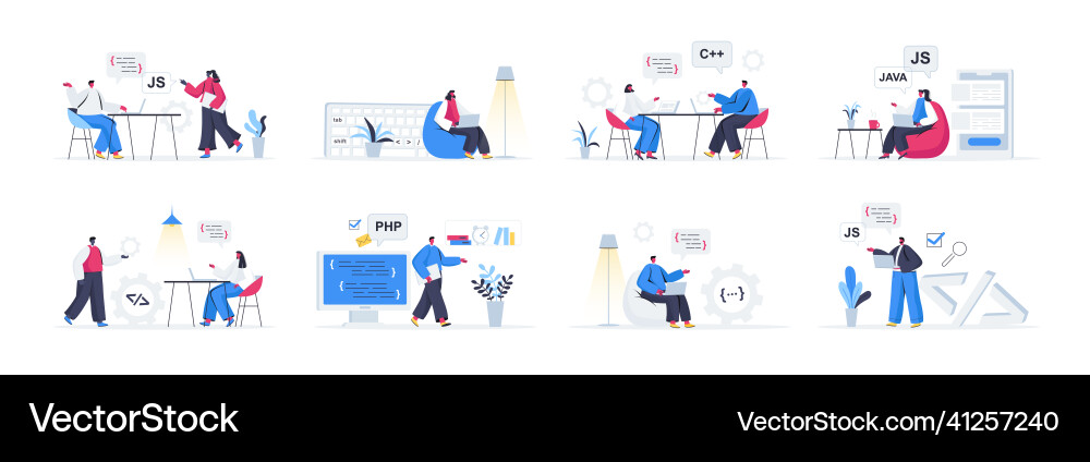 Bundle der Programmierszenen Frontend und Backend Bundle der Programmierszenen Frontend und Backend vektorbild