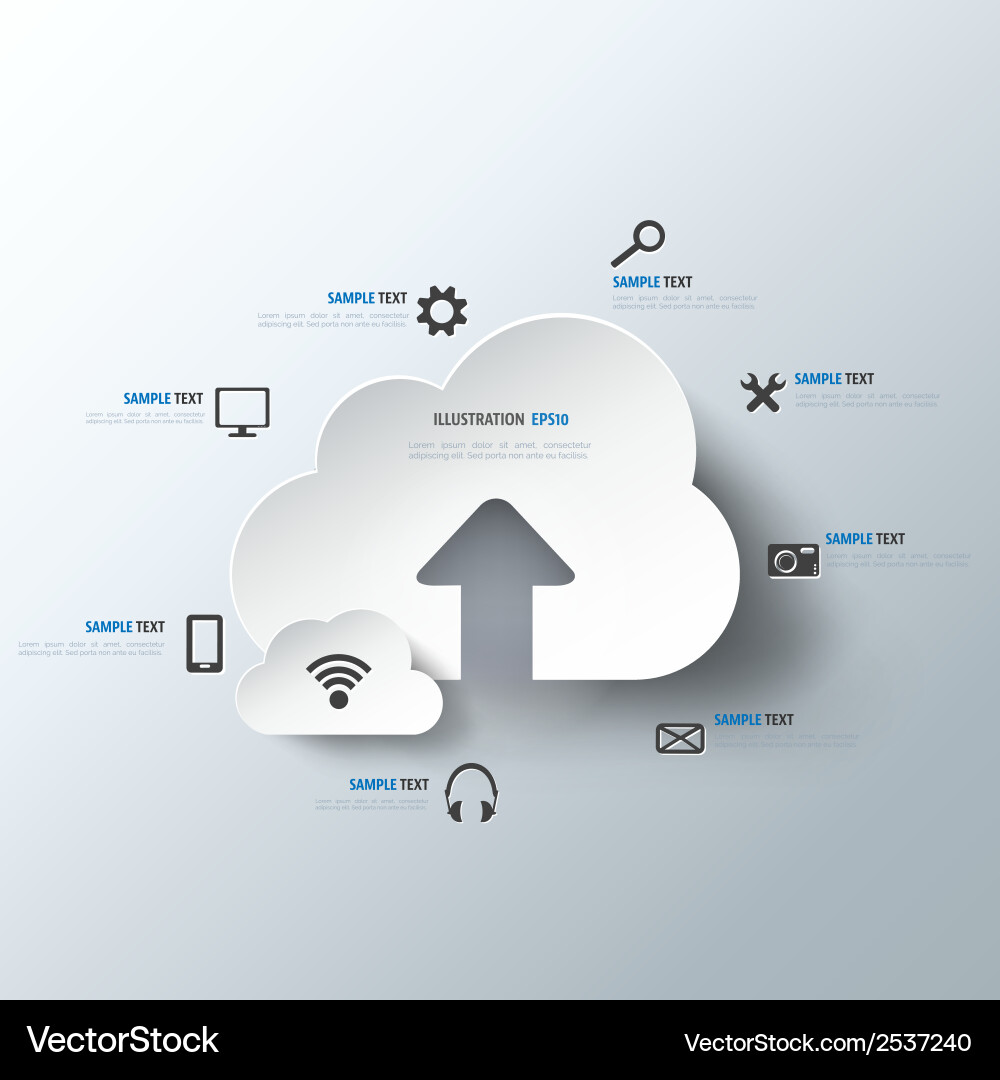Cloud computing background with web icons social Vector Image
