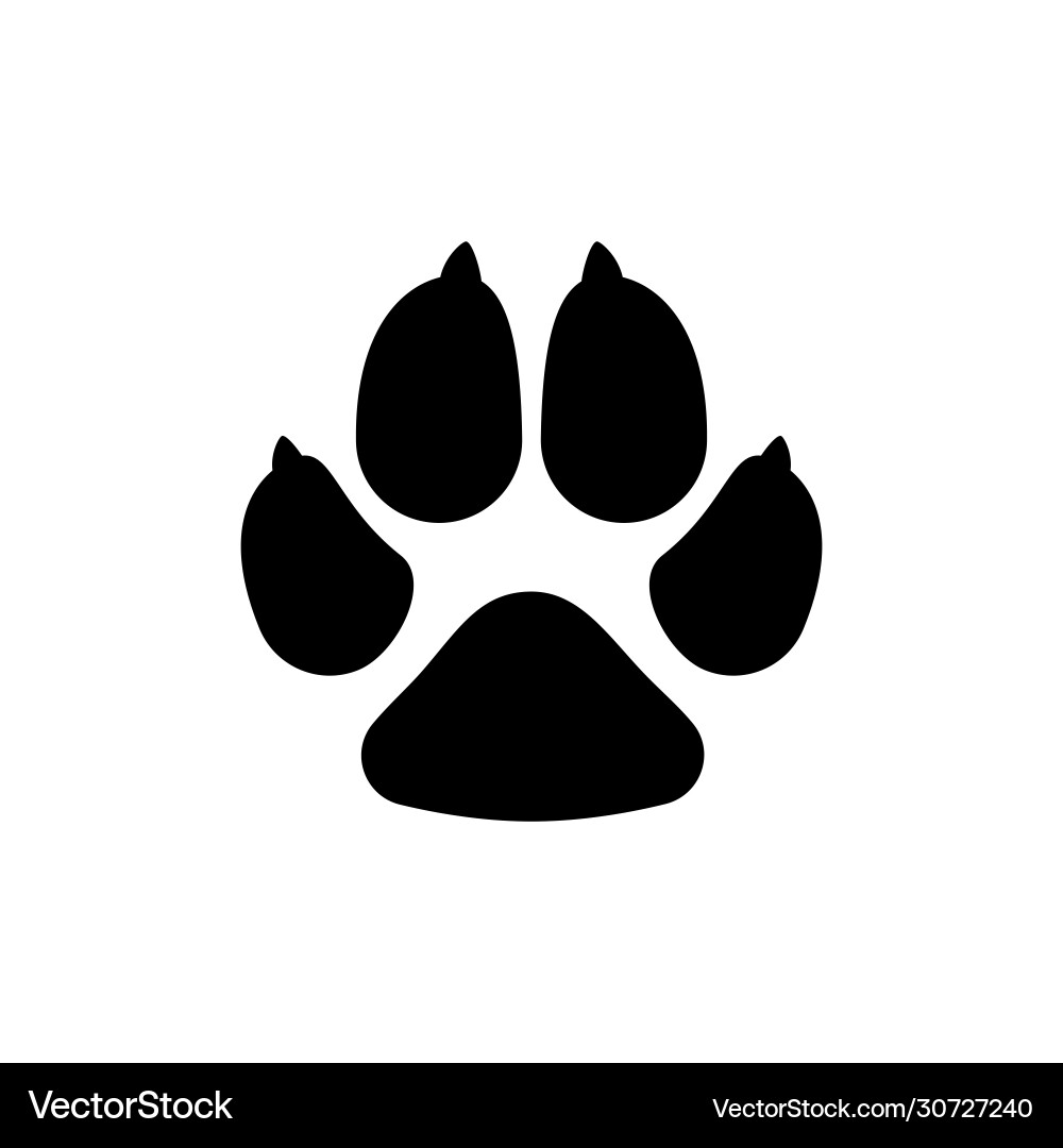 Dog Paw Print Icon - Flat Style Vector Image