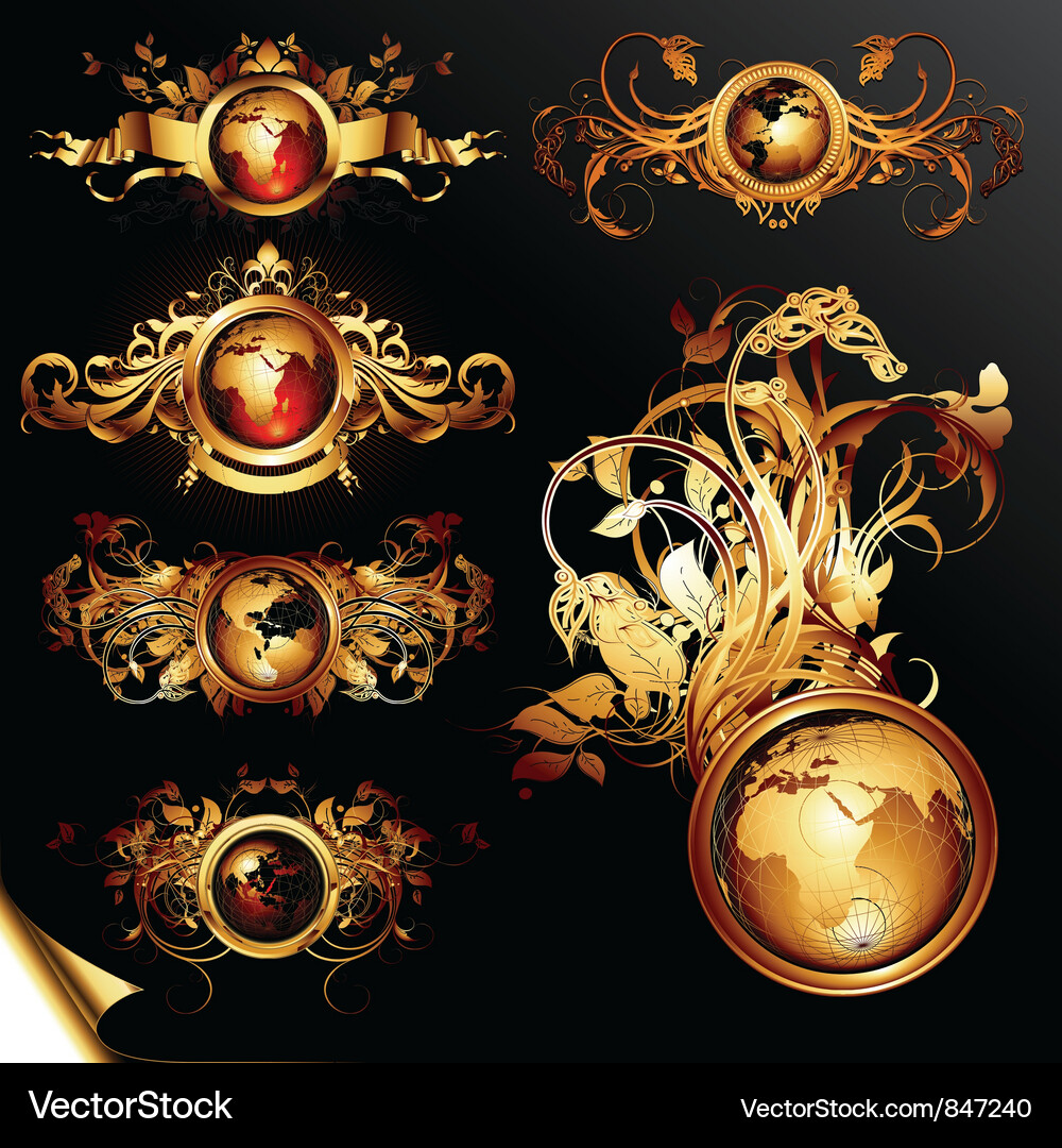 Elegant Globe Frame Set Vector Image