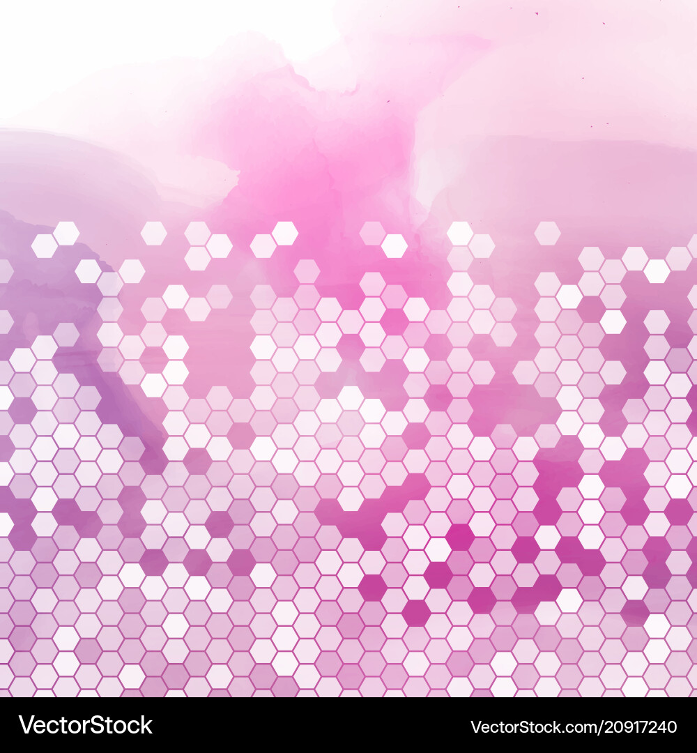 Hexagonal pattern on watercolour texture vector image