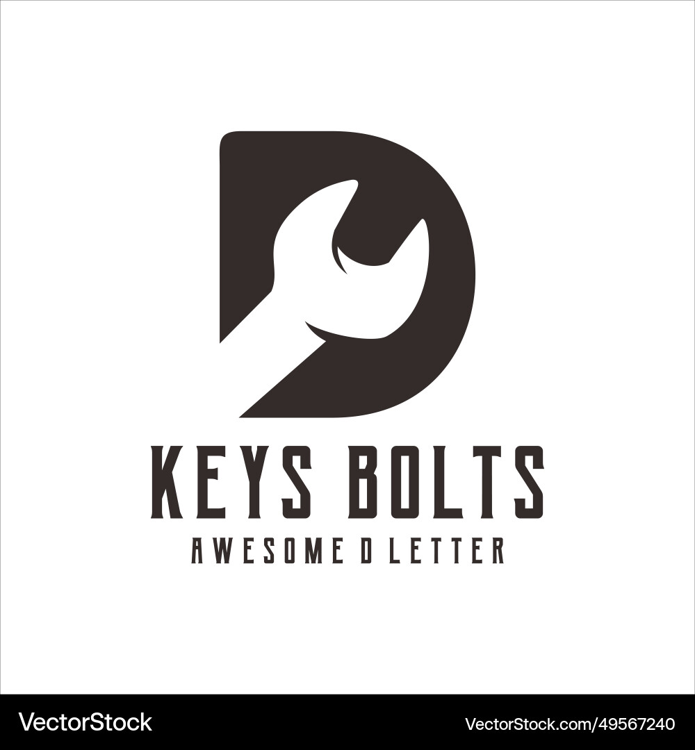 Keys bolts logo silhouette retro Royalty Free Vector Image