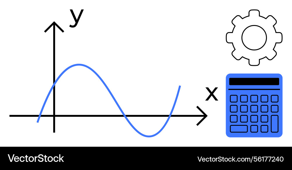 Mathematical function graph with calculator Mathematical function graph with calculator vector image