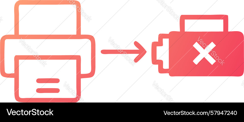 Print Job Error Icon - Failed Print Vector Image