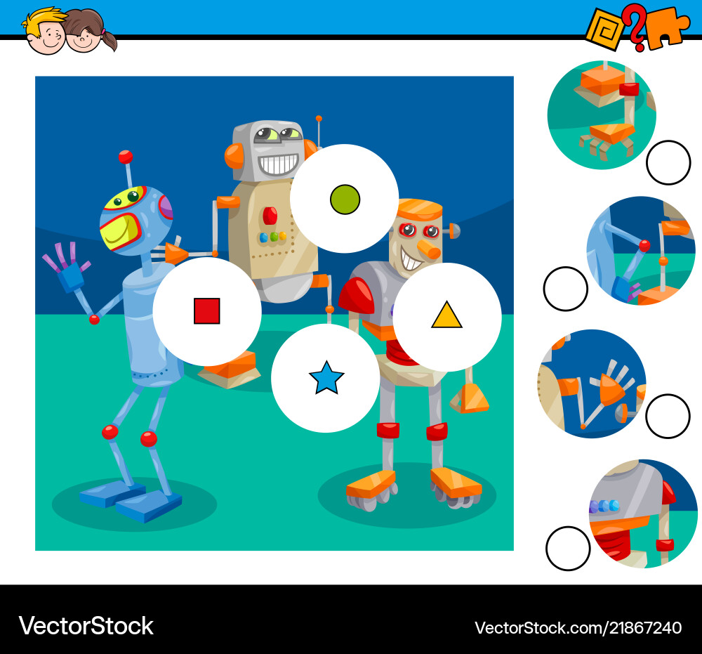 Robot Match Puzzle Game vector image