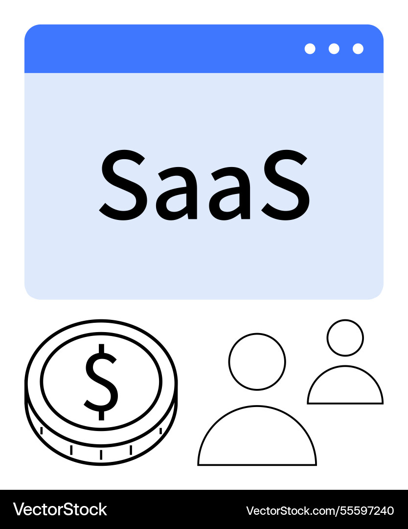 Saas concept with web window coin icon and user Saas concept with web window coin icon and user vector image
