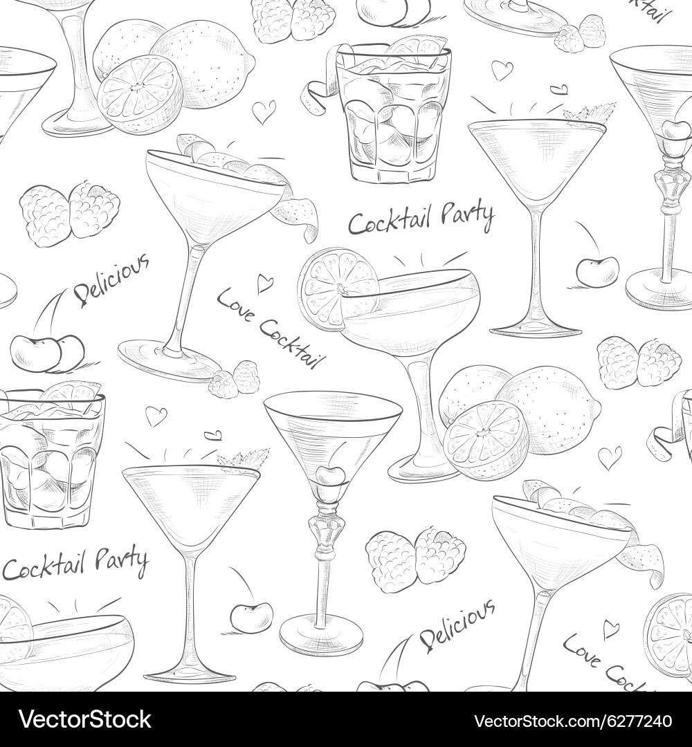 Scetch pattern unforgettables cocktails vector image