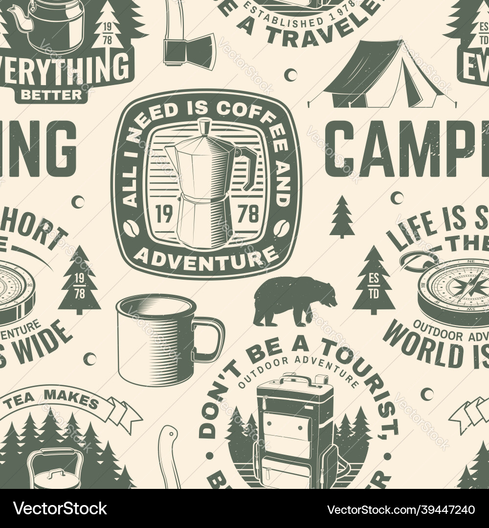 Summer camp seamless pattern or background Vector Image