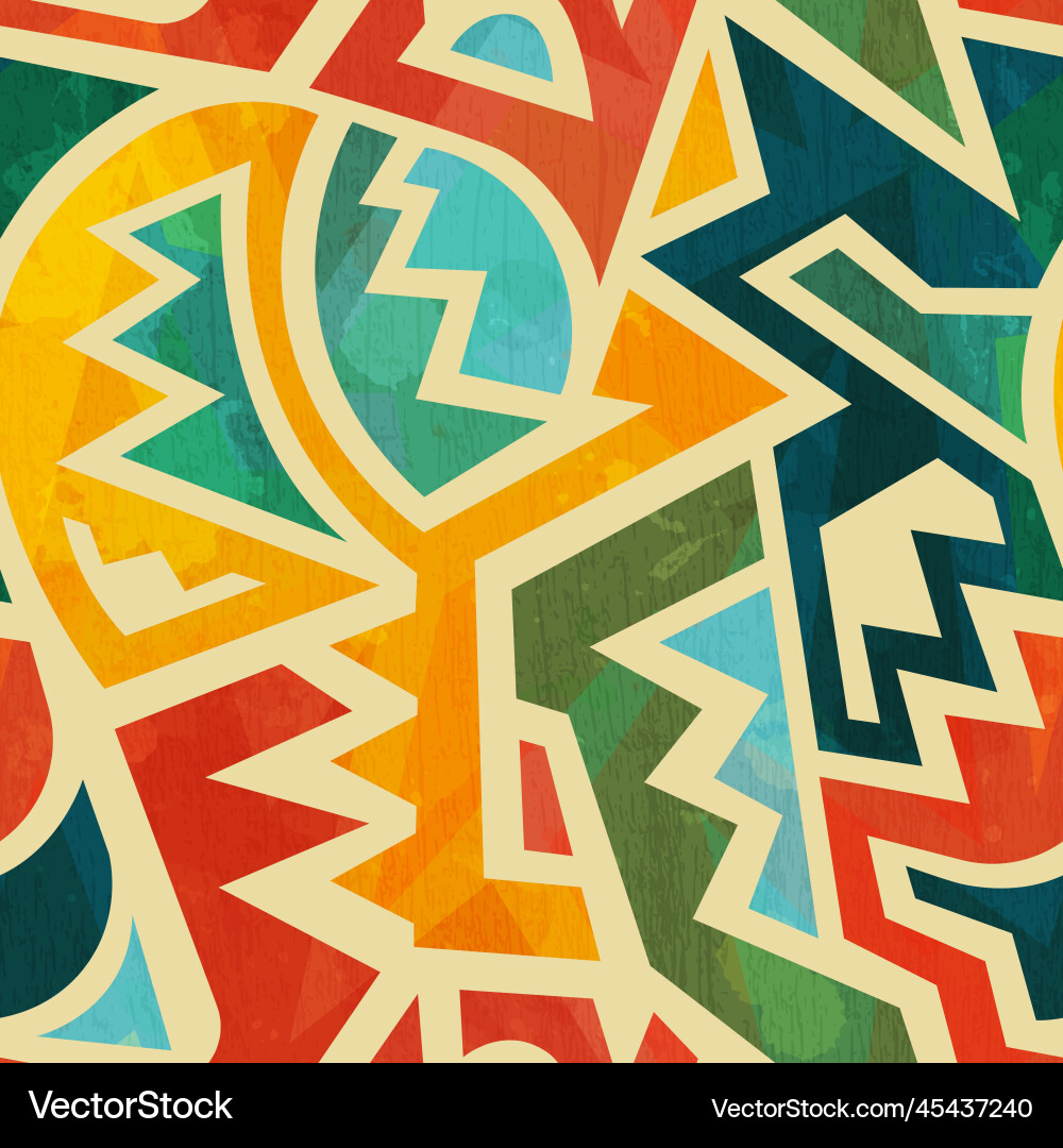 Tribal geometric seamless pattern with wood Tribal geometric seamless pattern with wood vector image