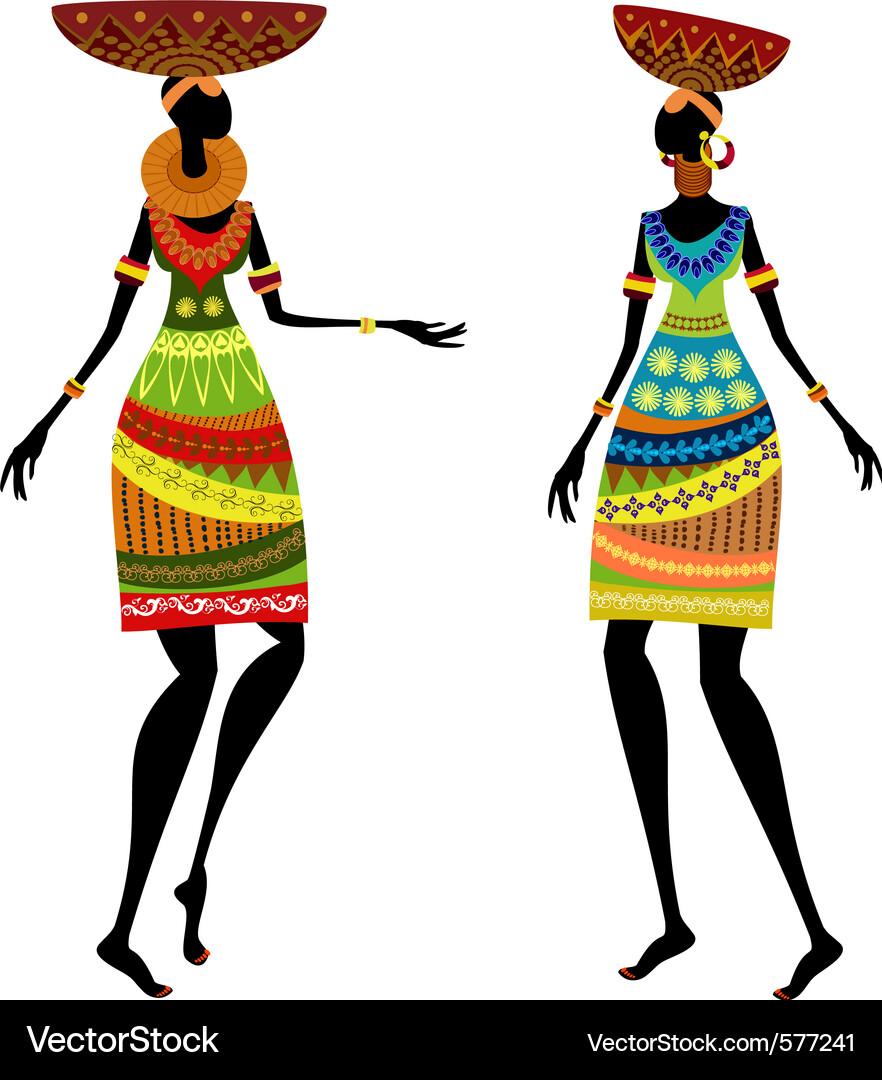 African Woman in Traditional Dress Vector Image