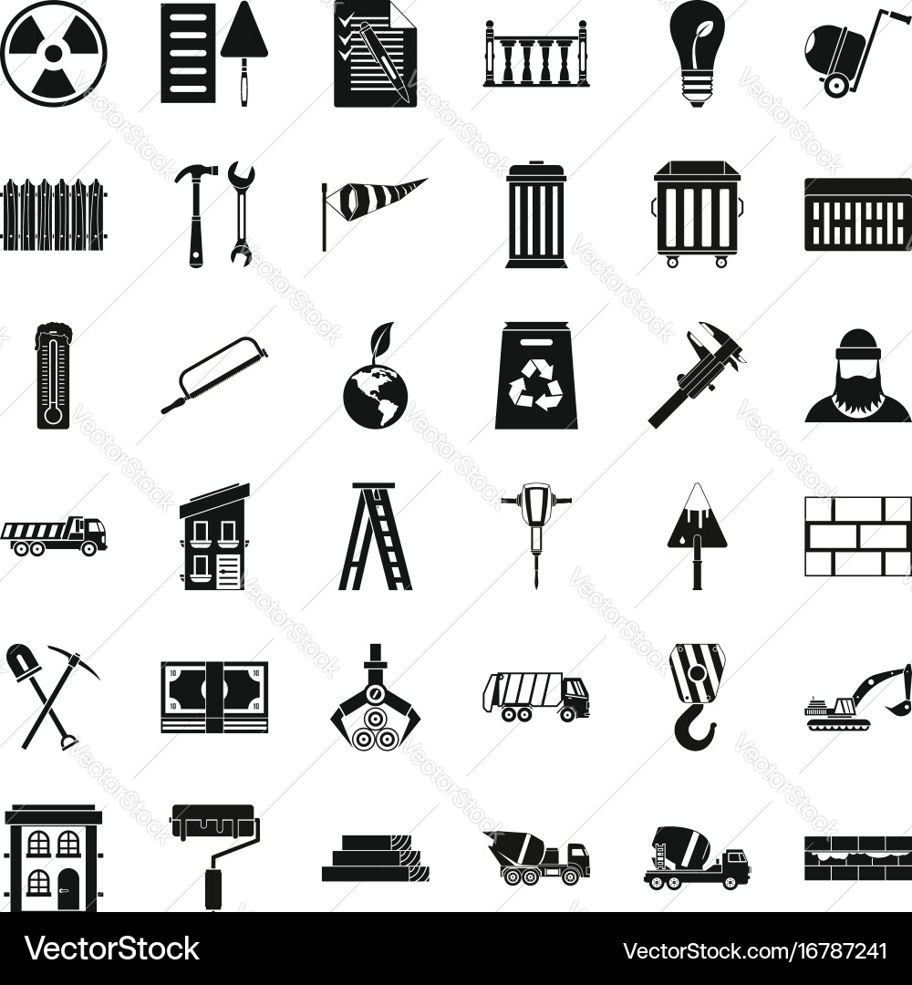 Building brick icons set simple style Vector Image