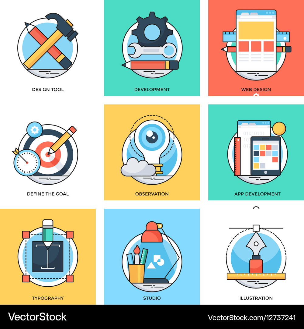 Flat color line design concepts icons 23 Vector Image